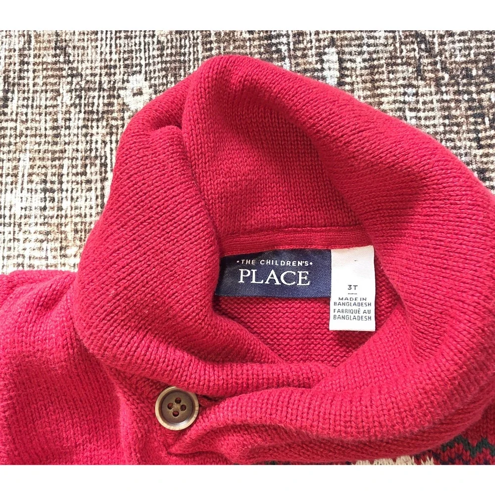 The Children’s Place Christmas Tree Sweater 3T Toddler Holiday Knit Red Festive